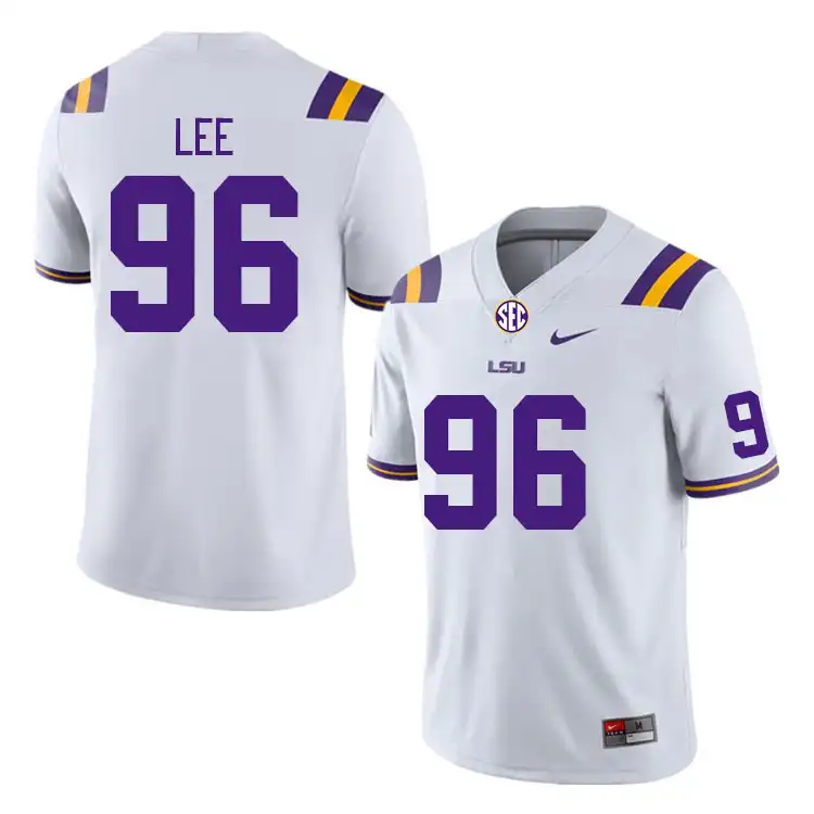 Men's LSU Tigers Jalen Lee #96 White NCAA Football Jersey